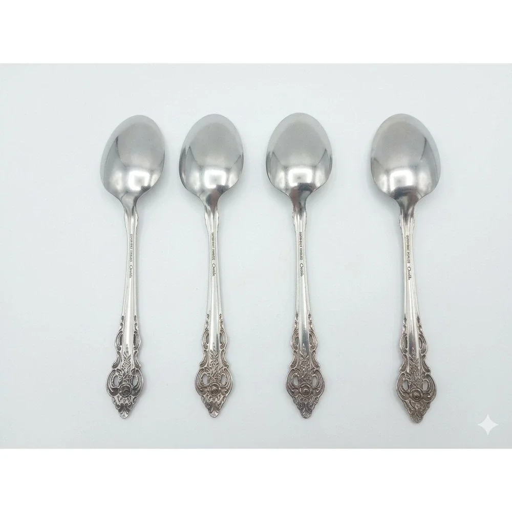 Set Of 4 Oneida Community Stainless RENOIR PEMBROOKE Place Oval Soup Spoons 1.5